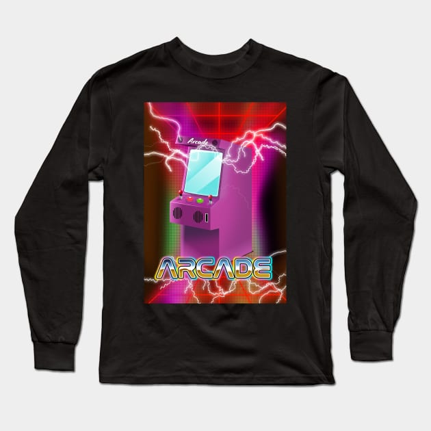 Arcade poster Long Sleeve T-Shirt by nickemporium1